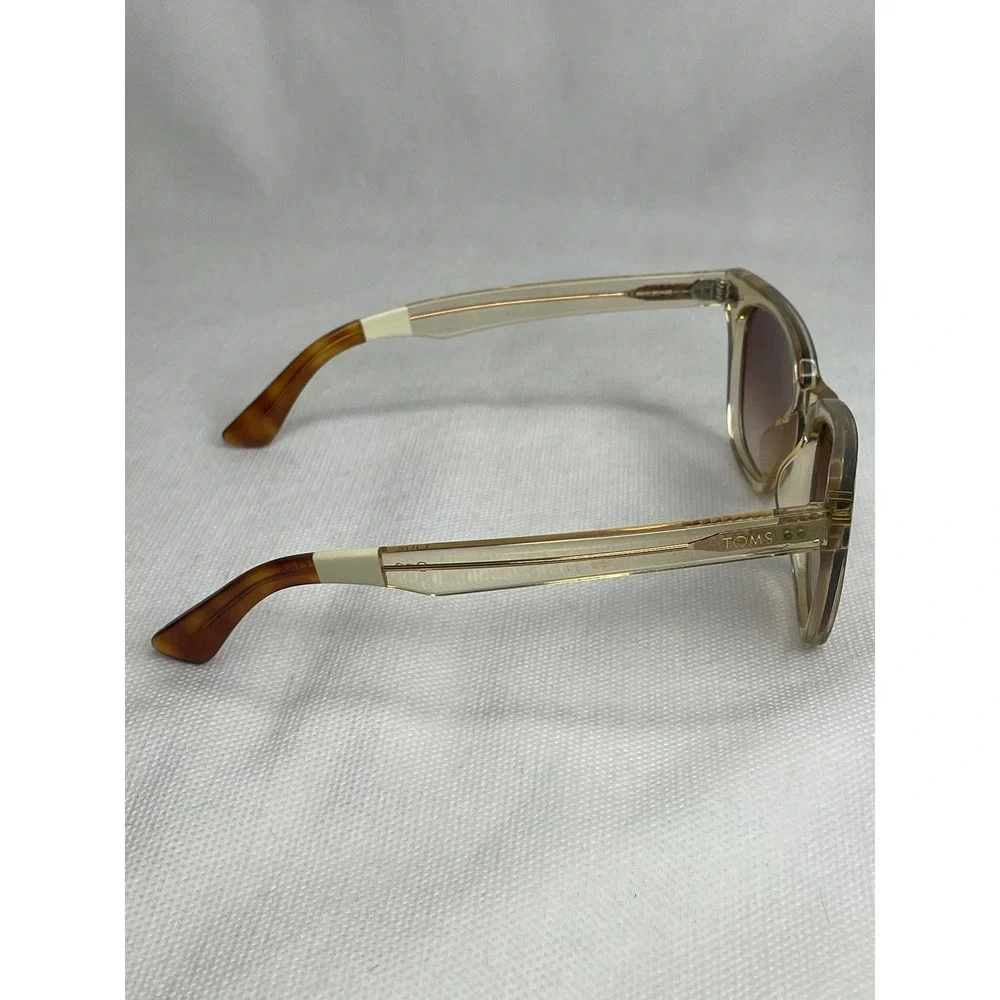 Toms Memphis Sunglasses Clear Tan Acetate Frame Gold Gradient Lenses 49[]20-143